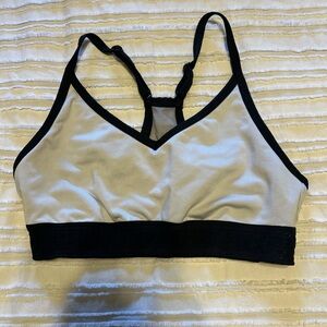PINK Victoria's Secret Black and Cream Sports Bra
